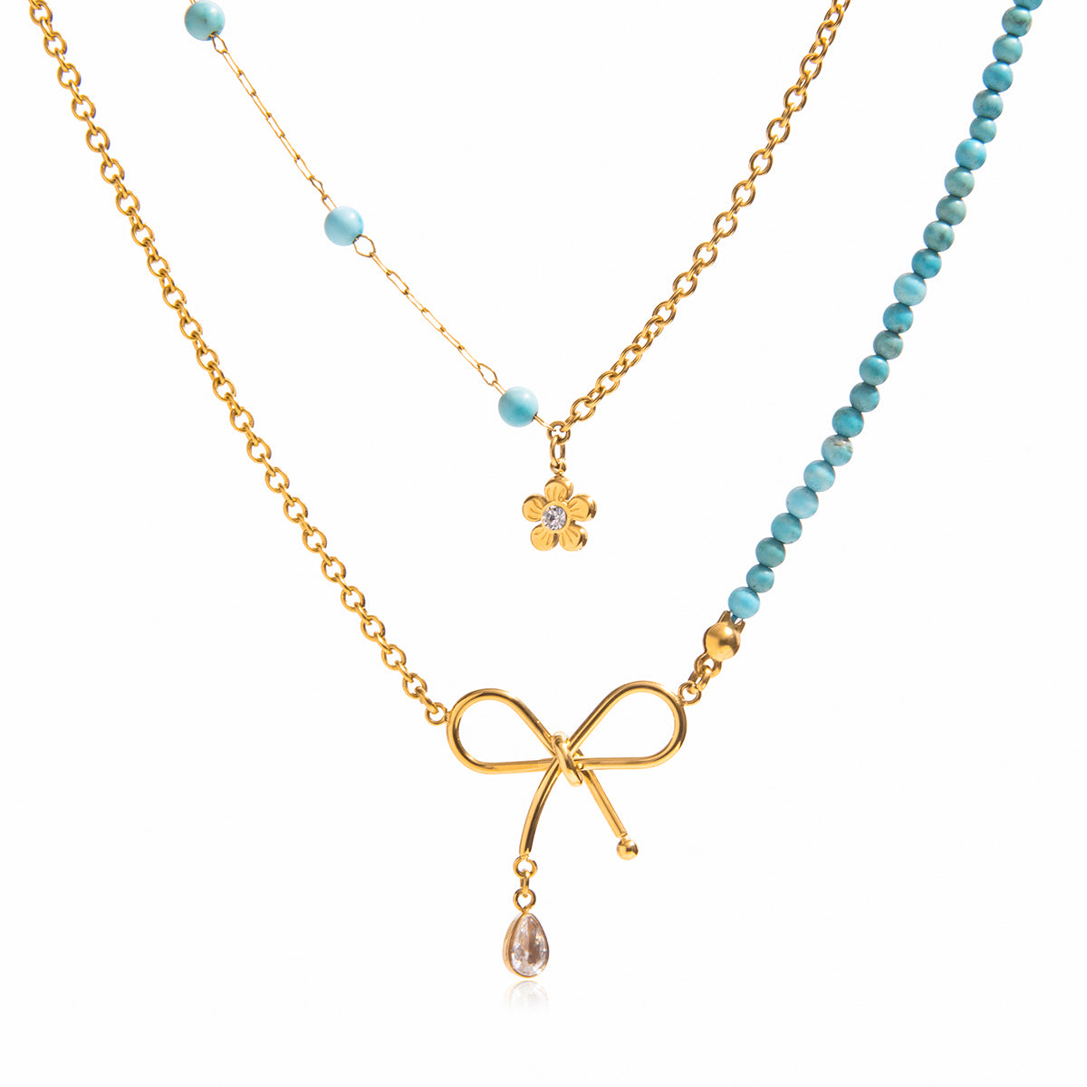 Santorini Double Layer Necklace Turquoise
