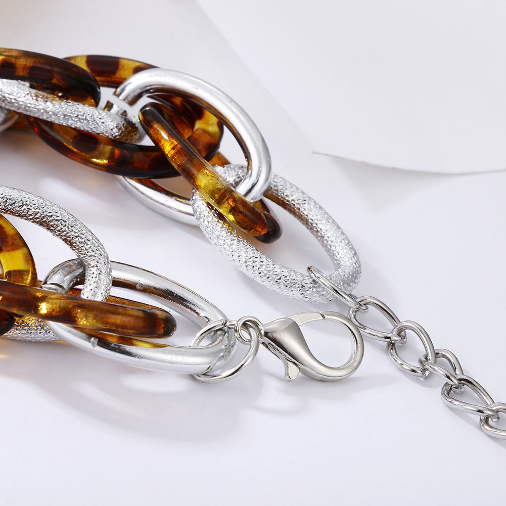 Milano Multilayered chain Bracelet  Leopard Brown