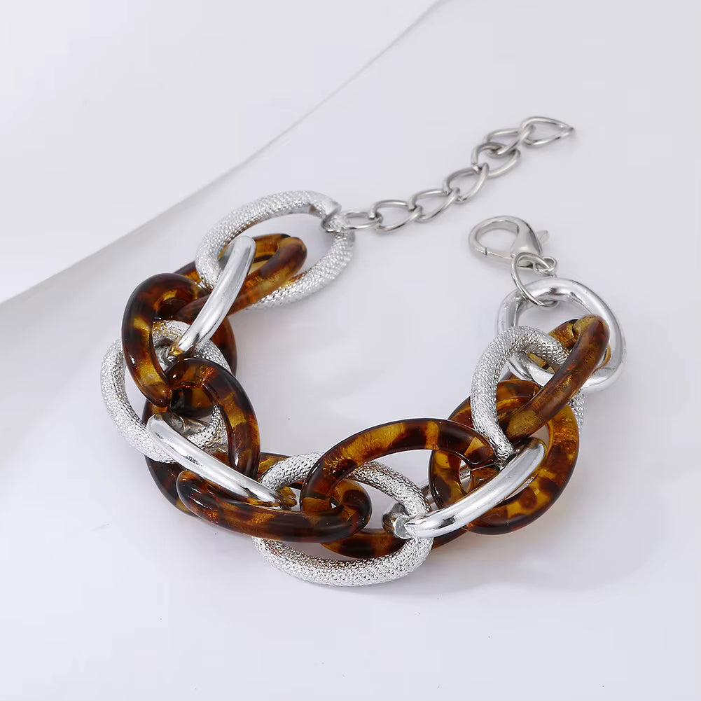 Milano Multilayered chain Bracelet  Leopard Brown