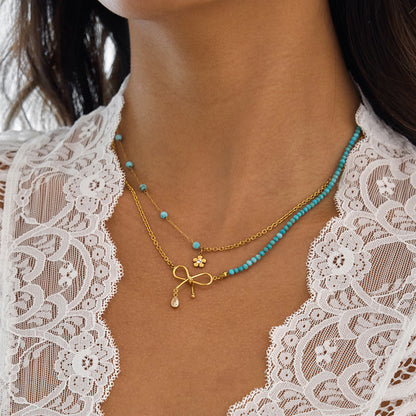 Santorini Double Layer Necklace Turquoise