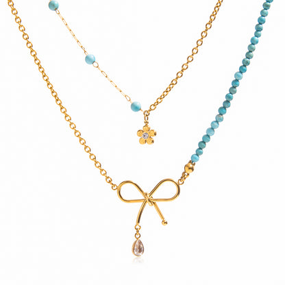 Santorini Double Layer Necklace Turquoise