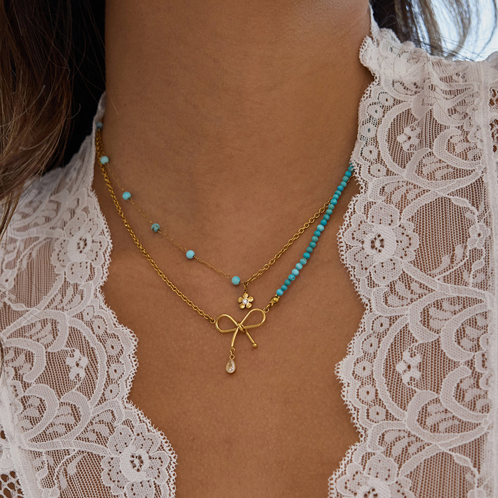 Santorini Double Layer Necklace Turquoise