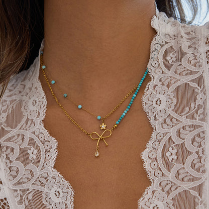 Santorini Double Layer Necklace Turquoise