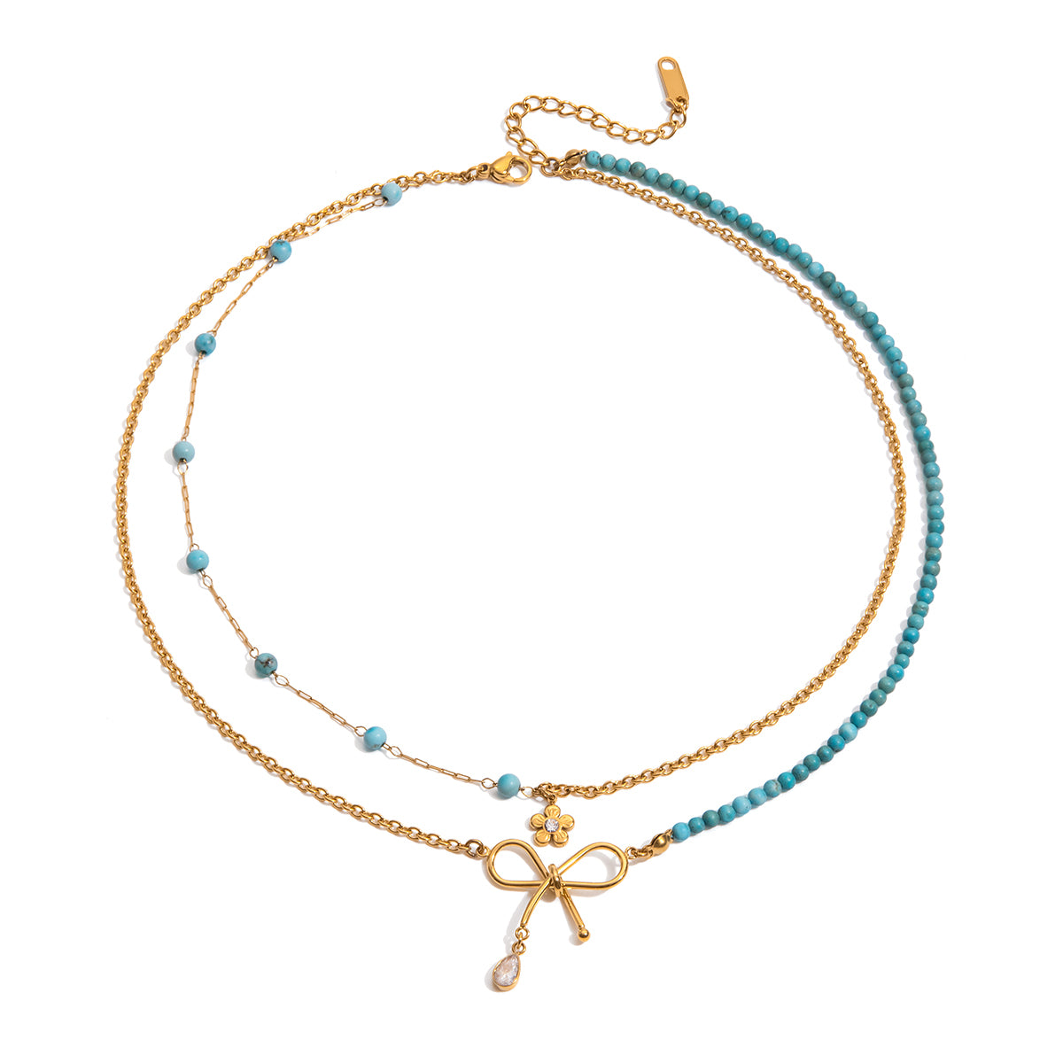 Santorini Double Layer Necklace Turquoise