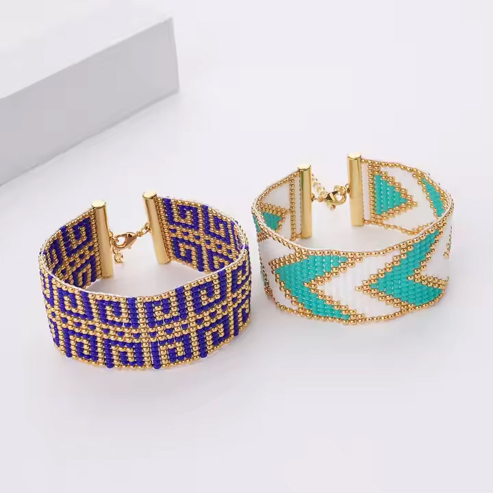 Bracelet Tokyo Miyuki multicolore bleu marine doré