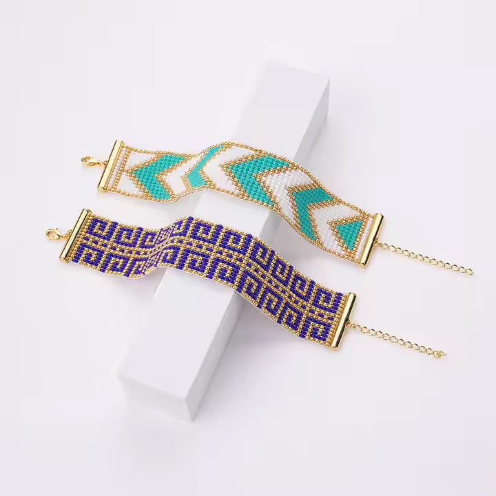 Bracelet Tokyo Miyuki multicolore bleu marine doré