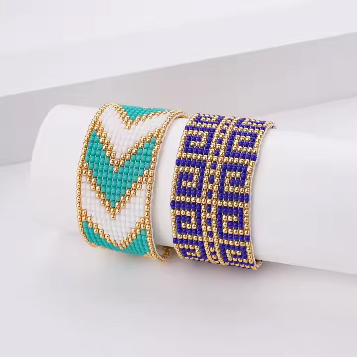 Bracelet Tokyo Miyuki multicolore bleu marine doré
