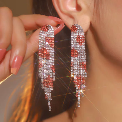 Vegas Luxury Brass Drop Earrings Set Silver Red