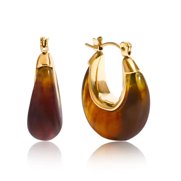 Milano 18K Gold Plated Moon Brown Earrings
